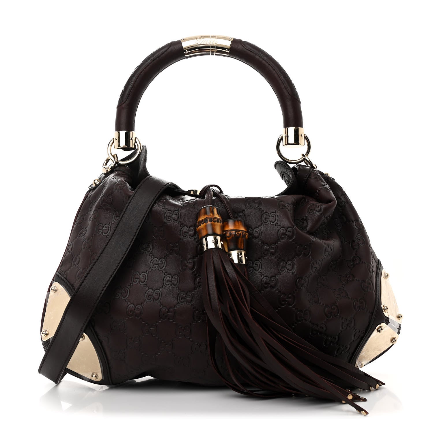 Gucci Guccissima Medium Indy Top Handle Hobo Dark Brown 1 of 10