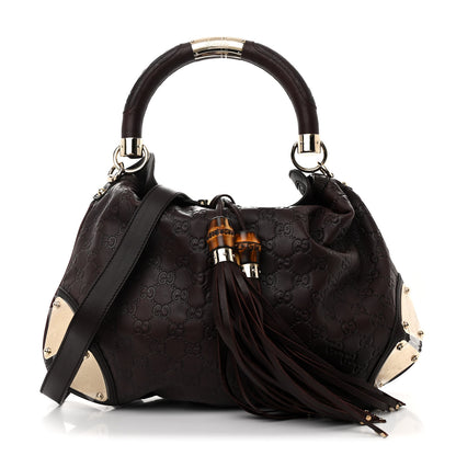 Gucci Guccissima Medium Indy Top Handle Hobo Dark Brown 1 of 10