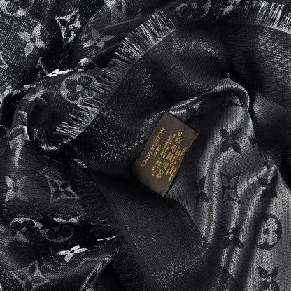 Louis Vuitton Silk Lurex Wool Monogram Shine Shawl Black 4 of 4