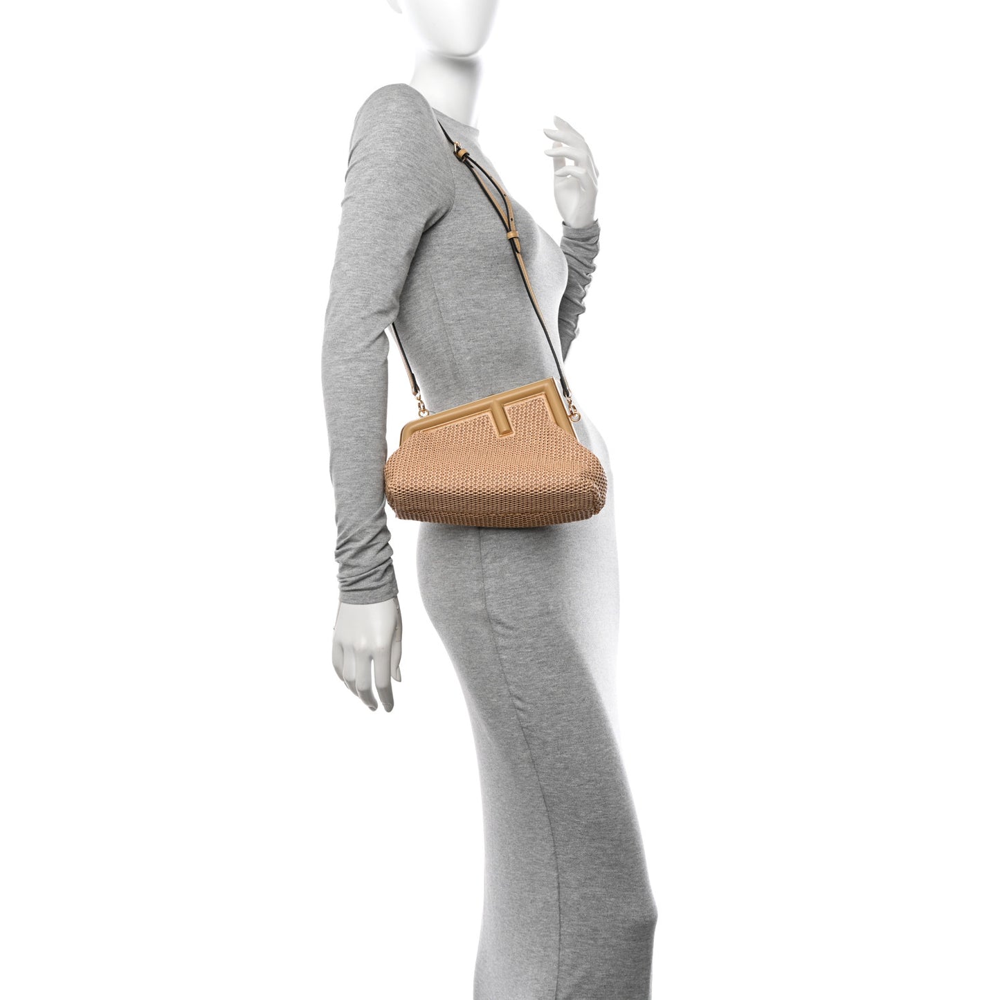 Raffia Nappa Macrame Small Fendi First Natural Sahara