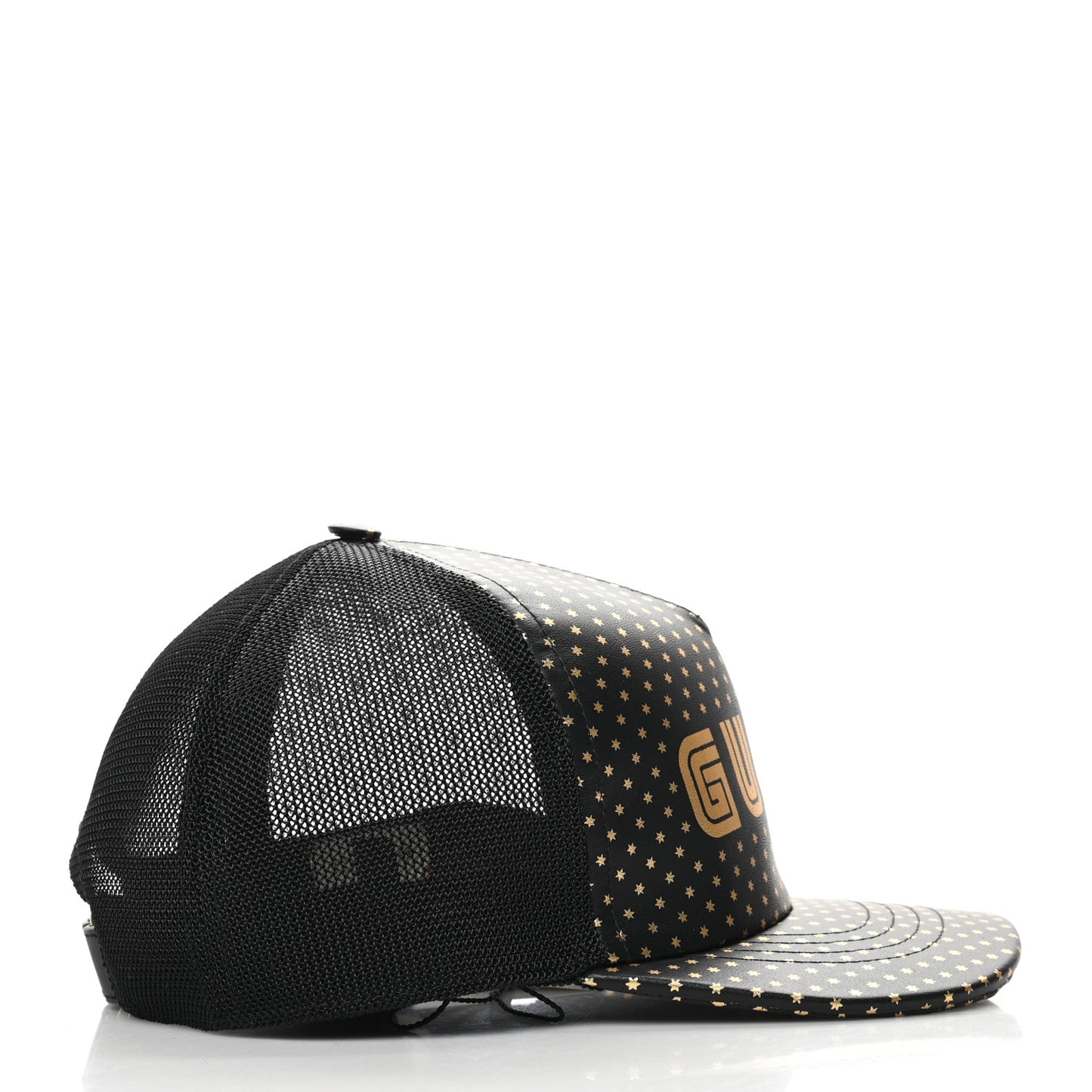 X SEGA Calfskin GUCCY Stars Baseball Hat L Black Gold