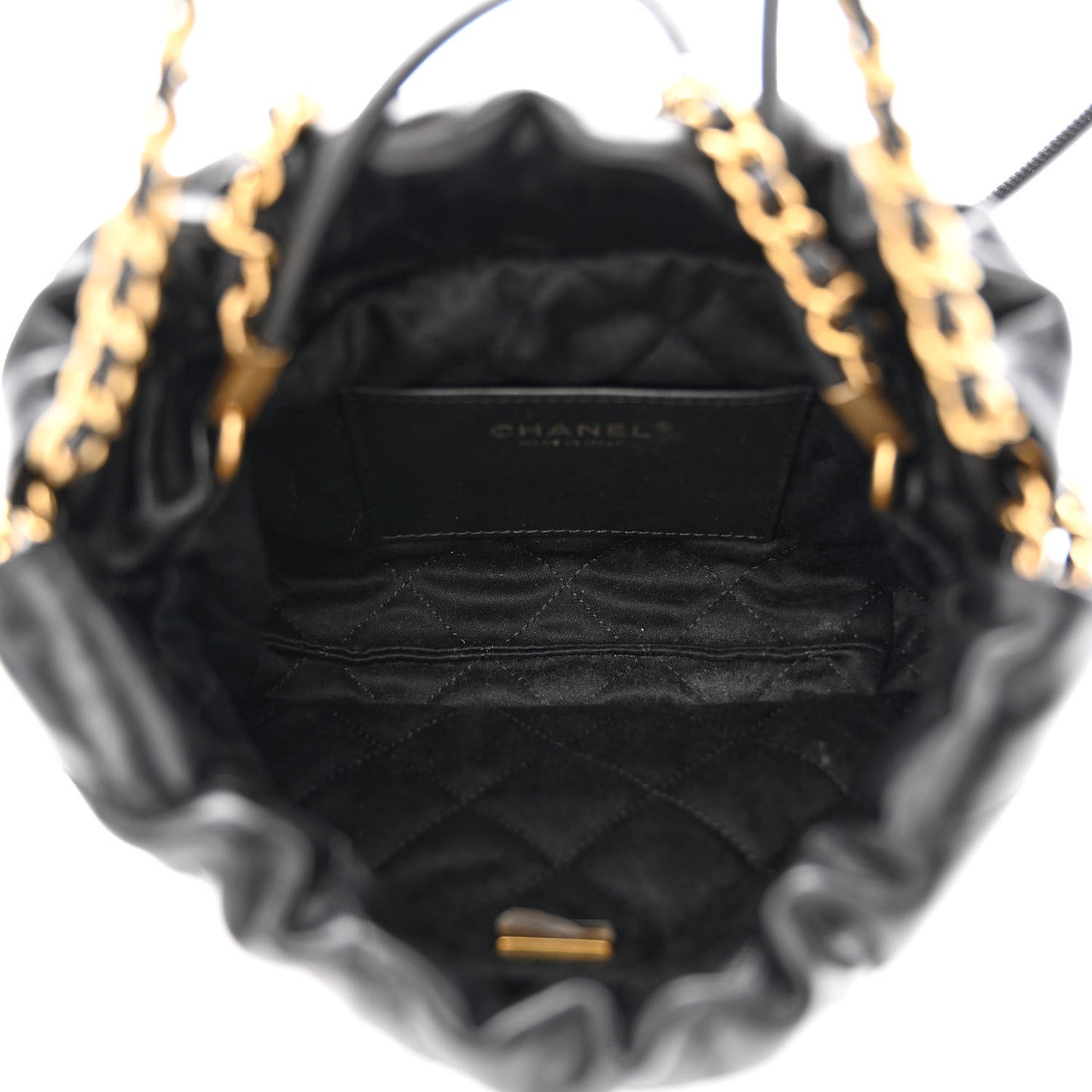 Shiny Calfskin Quilted Mini Chanel 22 Black
