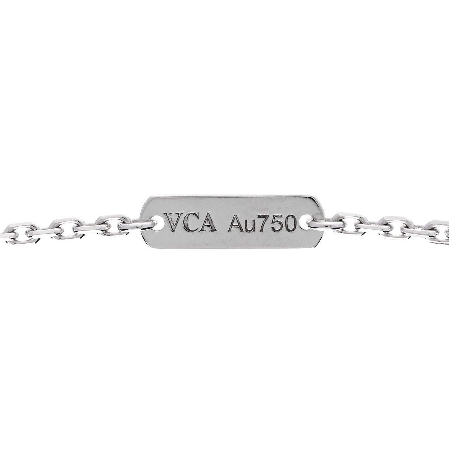 18K White Gold Mother of Pearl Vintage Alhambra Pendant Necklace
