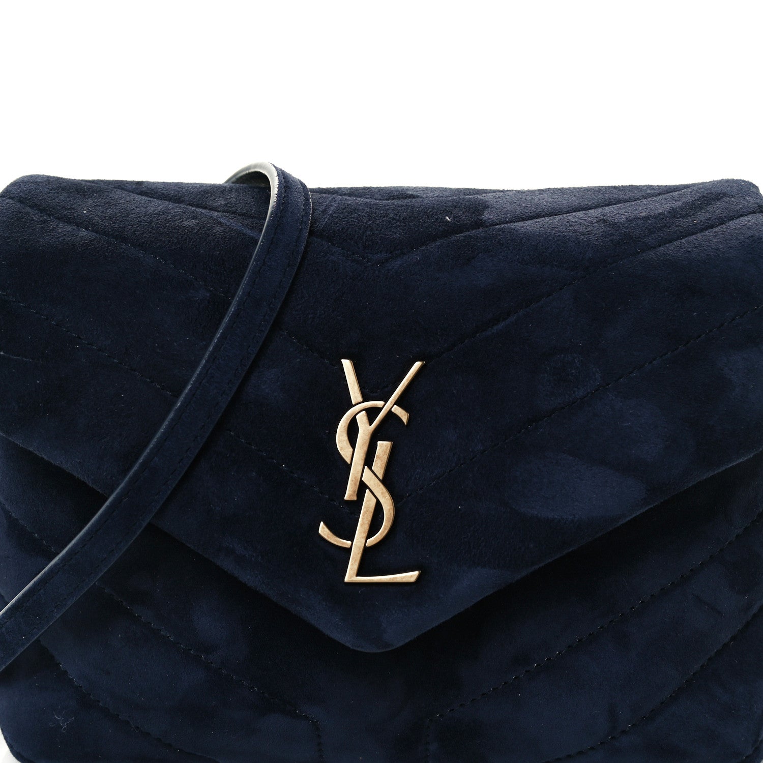 Saint Laurent Suede Y Quilted Monogram Toy Loulou Crossbody Bag Navy 10 of 13