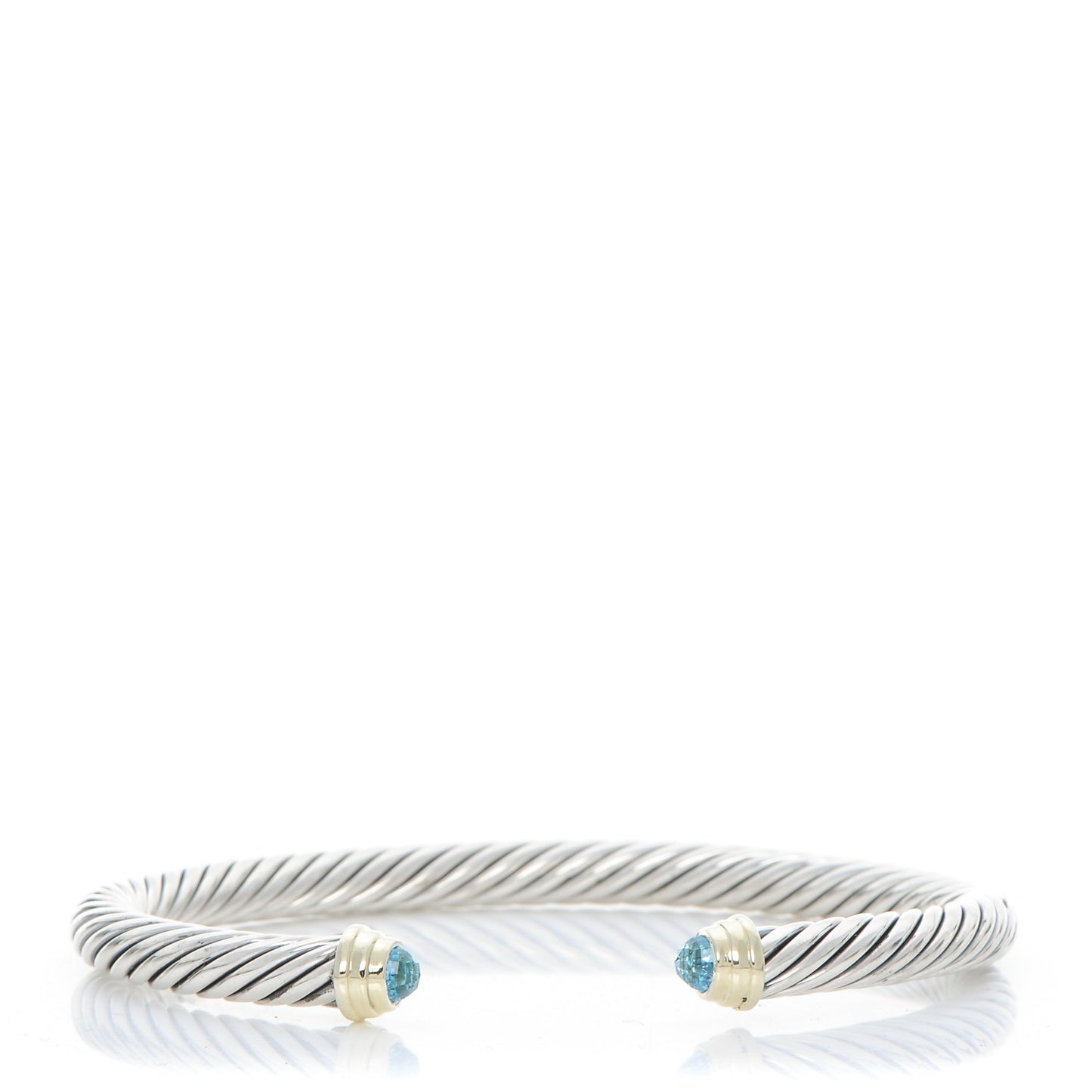 Sterling Silver 14K Yellow Gold Blue Topaz 5mm Cable Classics Petite Color Bracelet