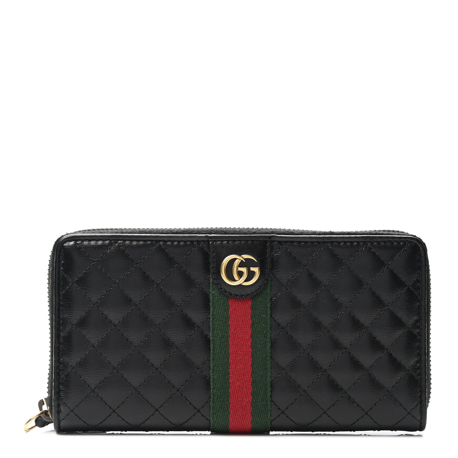 Gucci Calfskin Web Trapuntata GG Zip Around Wallet Black 1 of 6