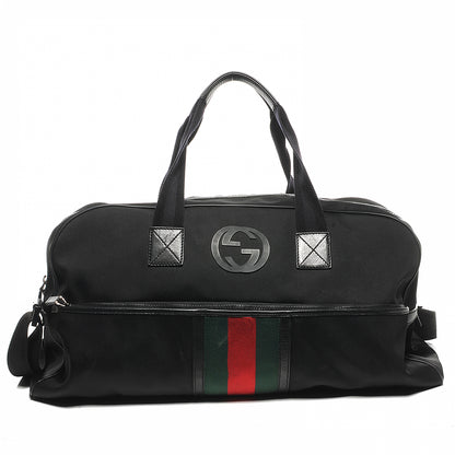 Gucci Canvas Large Parana Web Duffle Bag Black 1 of 11