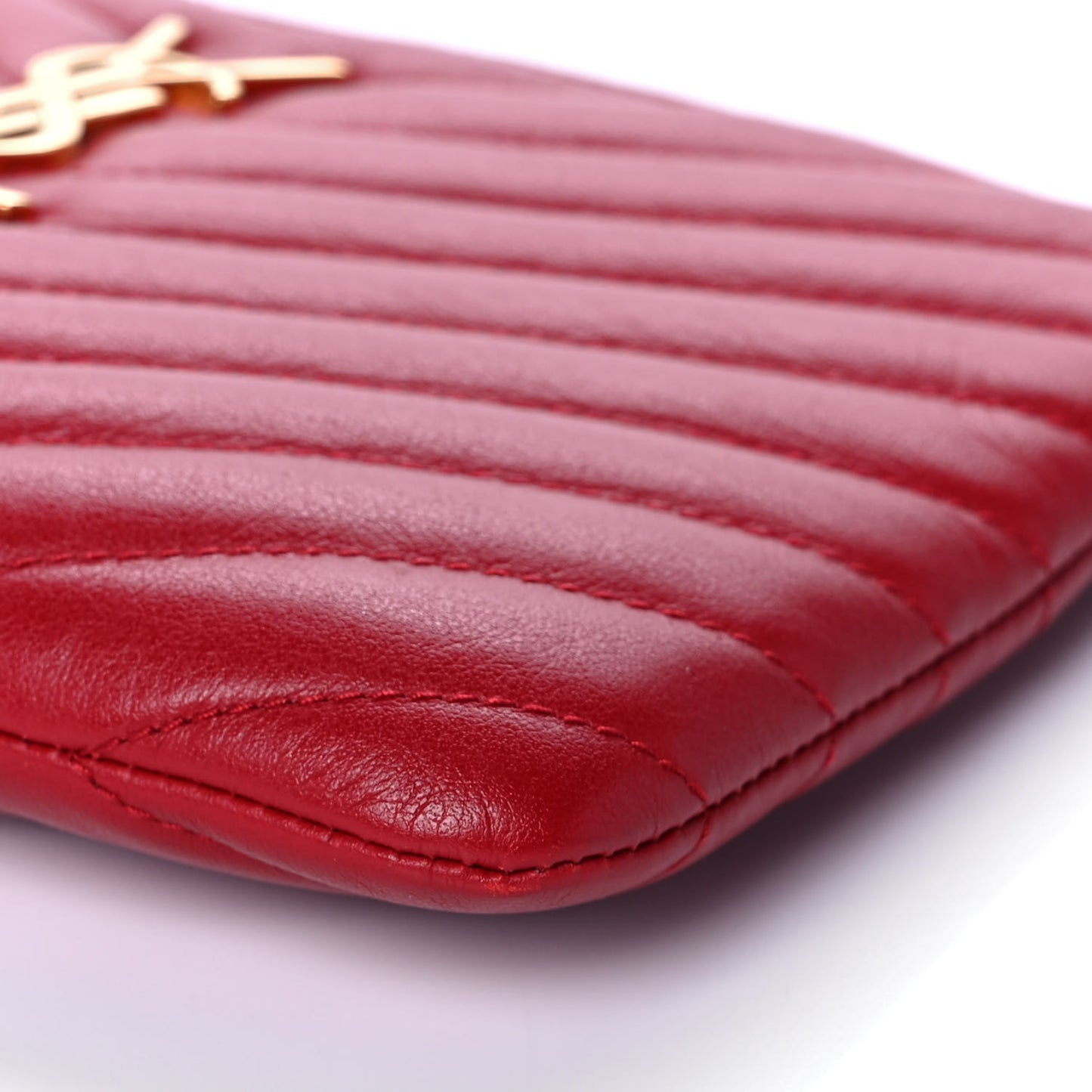 Calfskin Matelasse Chevron Monogram Pouch Red