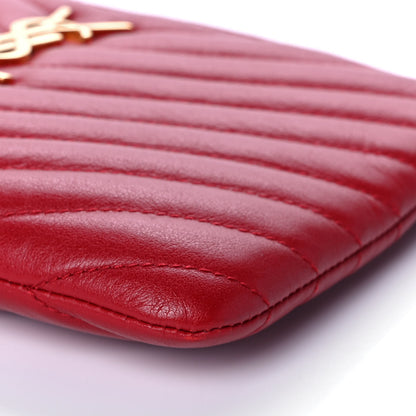 Saint Laurent Calfskin Matelasse Chevron Monogram Pouch Red 10 of 13