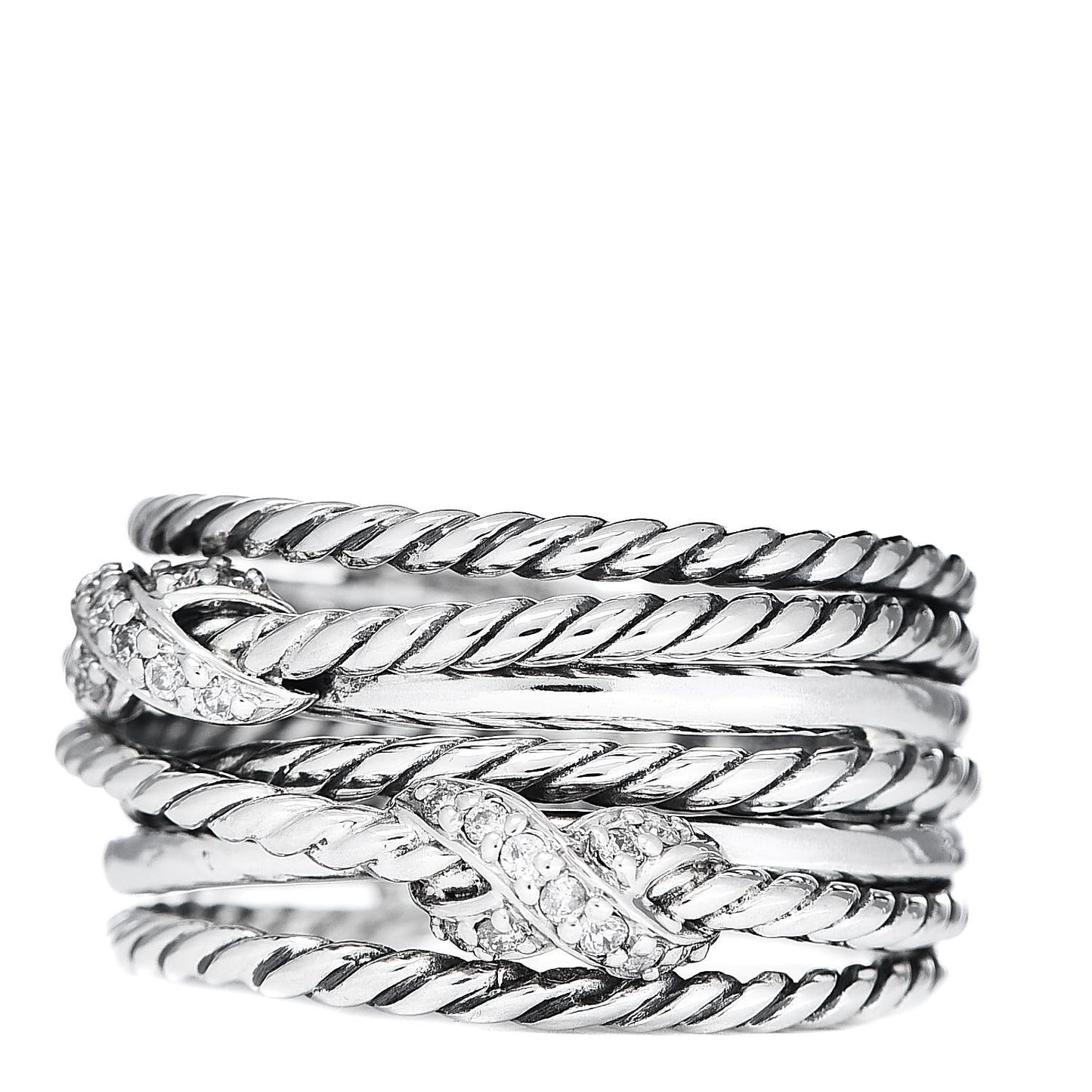 Sterling Silver Diamond Double X Crossover Ring 53 6.25