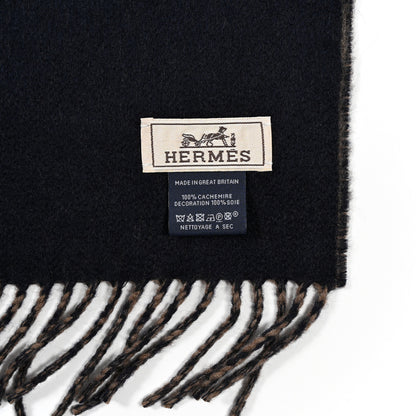 Hermes Cashmere Lucky Muffler Etoupe Marine 3 of 3