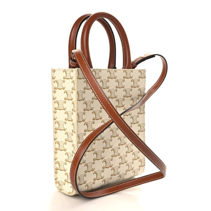 Celine Triomphe Canvas Calfskin Mini Vertical Cabas White 3 of 7