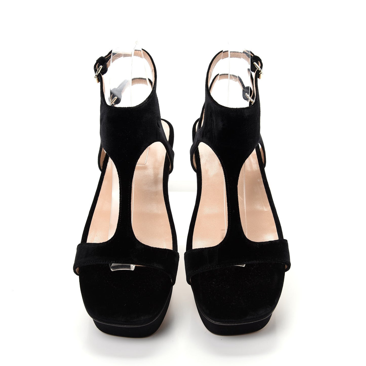 Velvet Flat Platform Sandals 39 Black