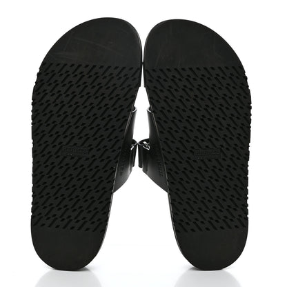 Hermes Calfskin Womens Chypre Sandals 38.5 Black 5 of 9