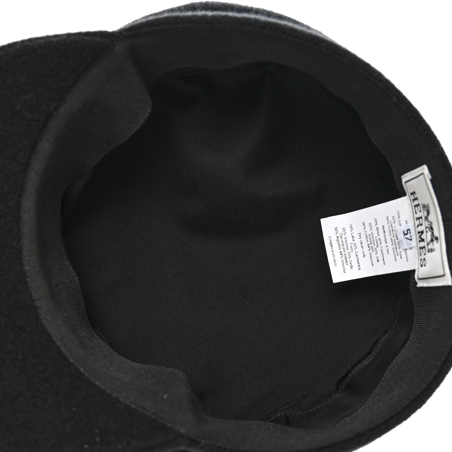 Hermes Wool Cashmere Cap 57 Black 7 of 8