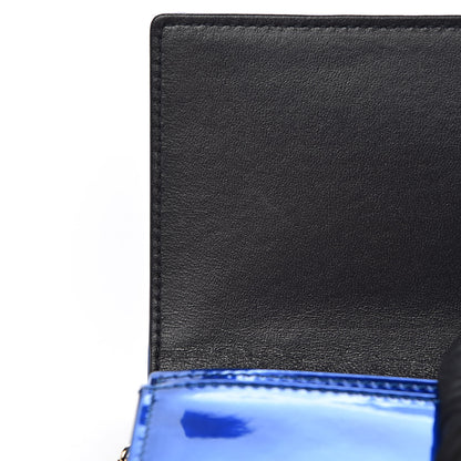 Christian Dior Metallic Patent Micro-Cannage Diorama Croisiere Chain Wallet Blue 8 of 11