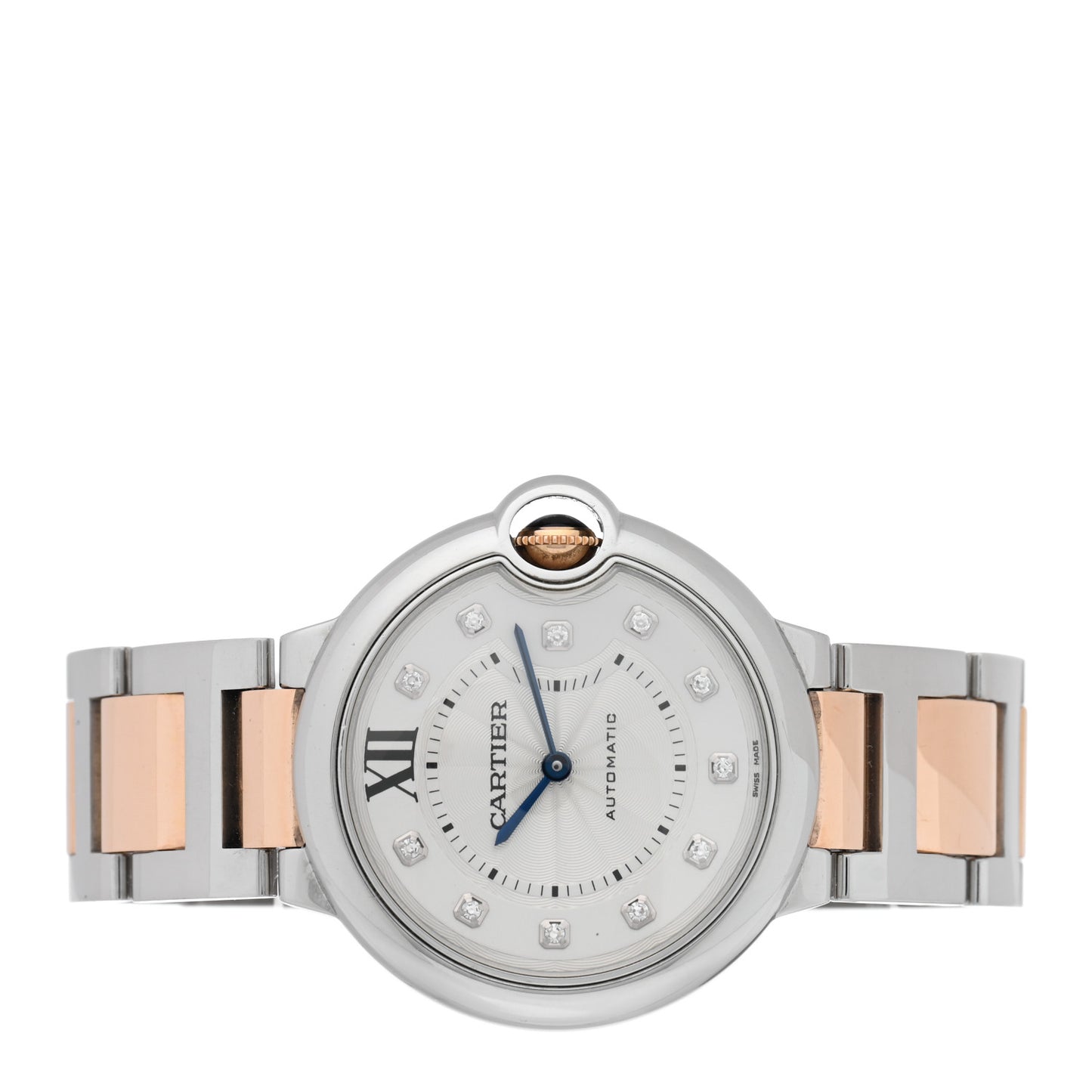 Stainless Steel 18K Pink Gold Diamond 36mm Ballon Bleu De Cartier Automatic Watch