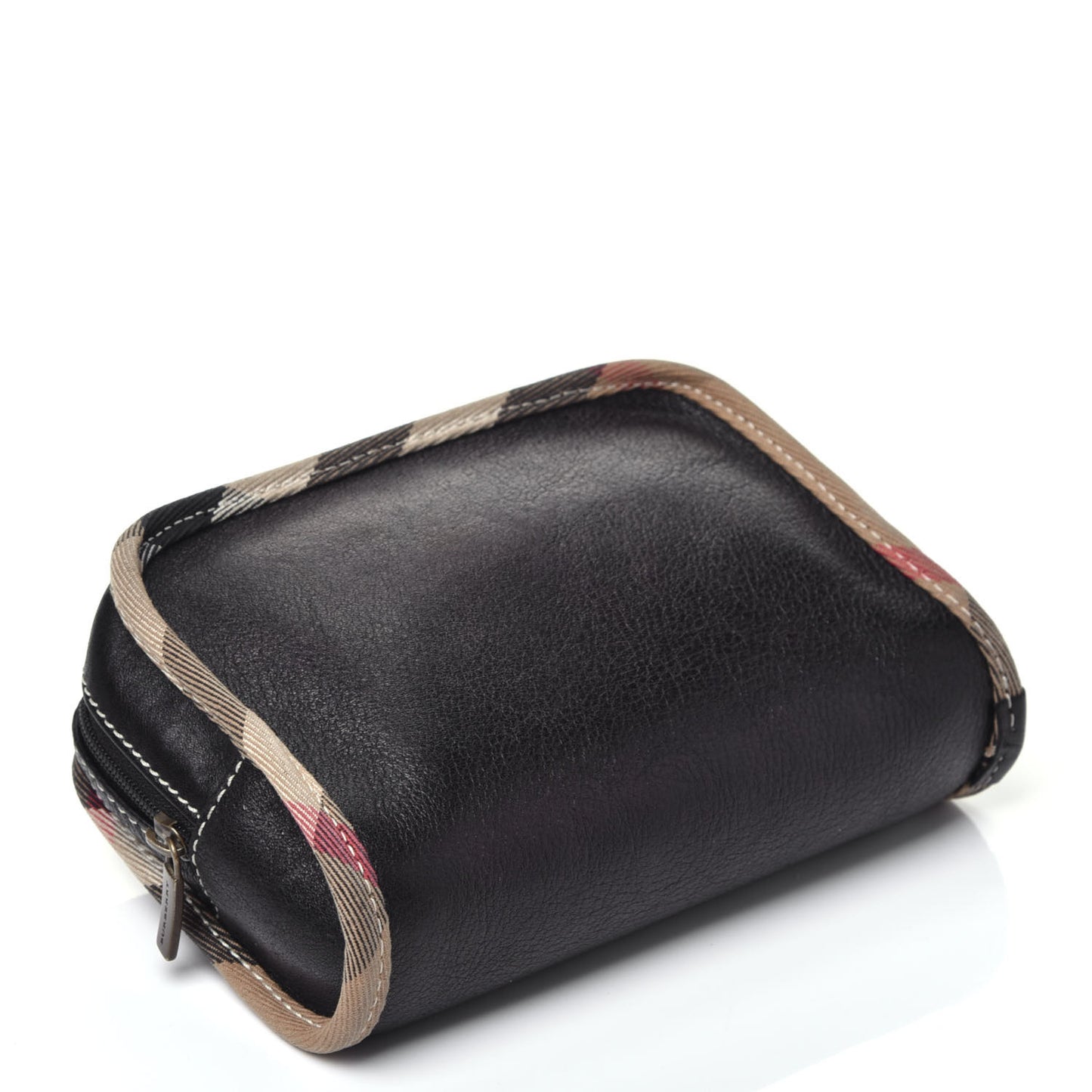 Calfskin Nova Check Cosmetic Pouch Black