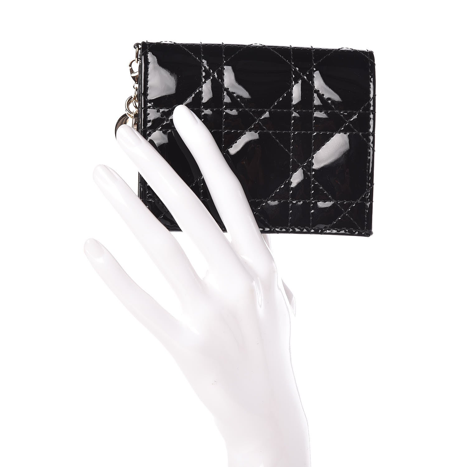 Christian Dior Patent Cannage Lady Dior Mini Wallet Black 2 of 11
