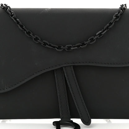 Christian Dior Ultra Matte Calfskin Saddle Chain Wallet Pouch Black 9 of 11