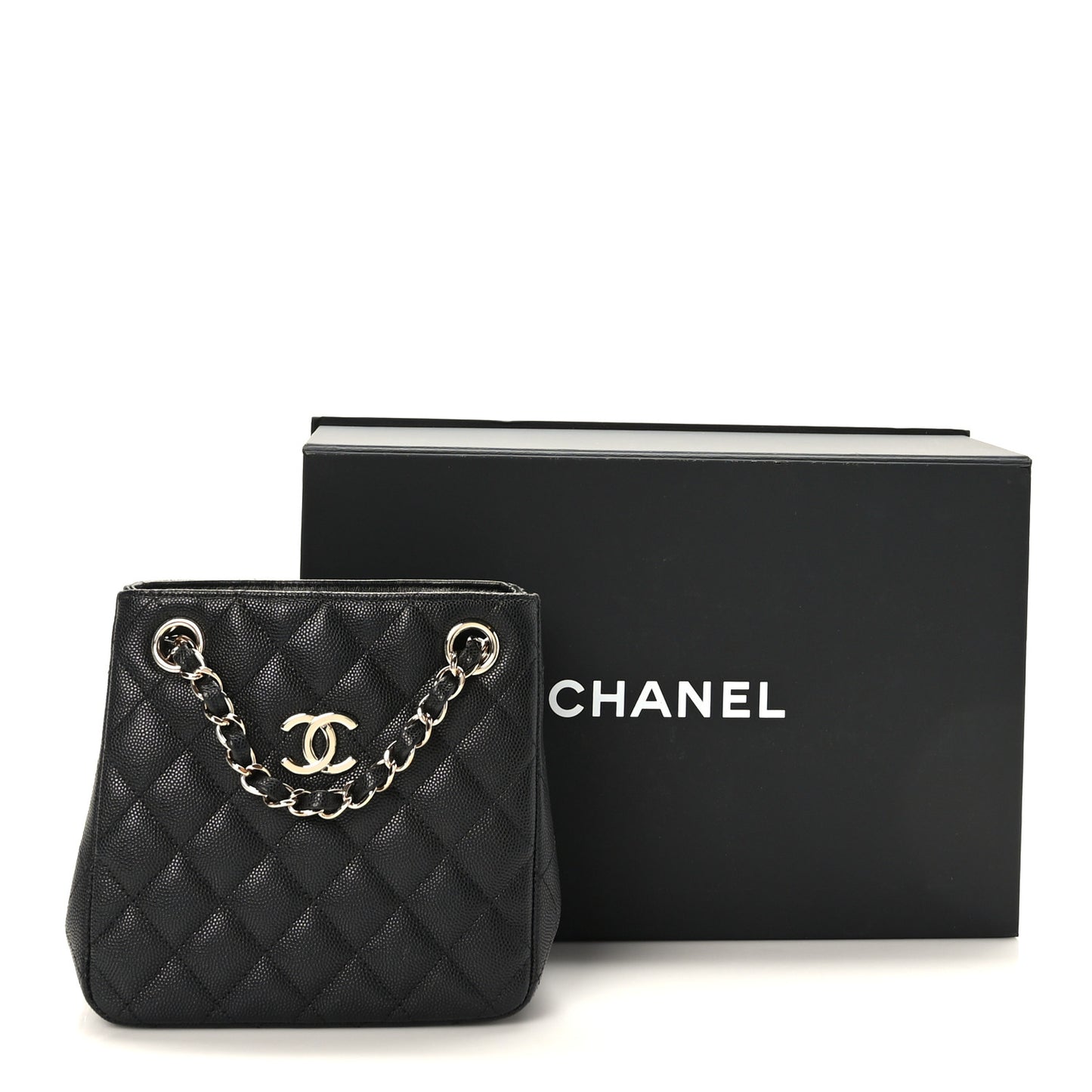 Caviar Quilted Mini Bucket Bag Black