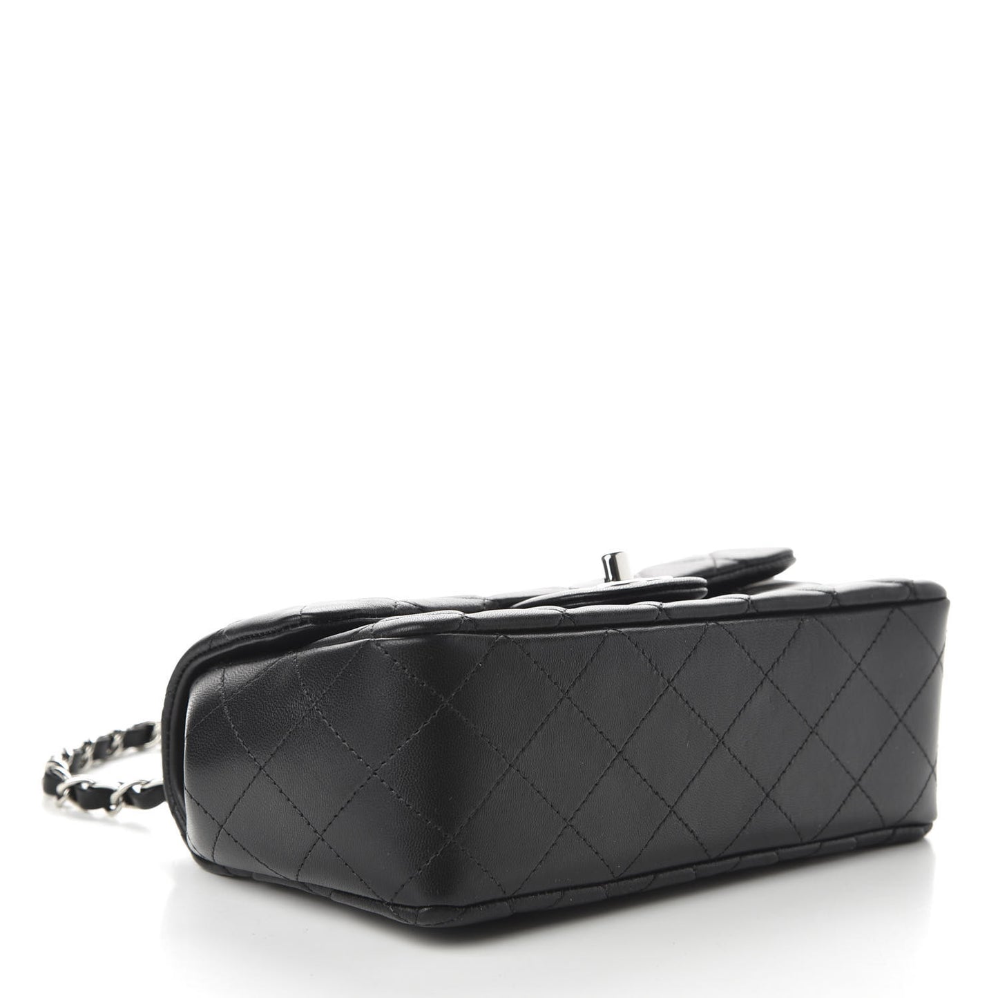 Lambskin Quilted Mini Rectangular Flap Black