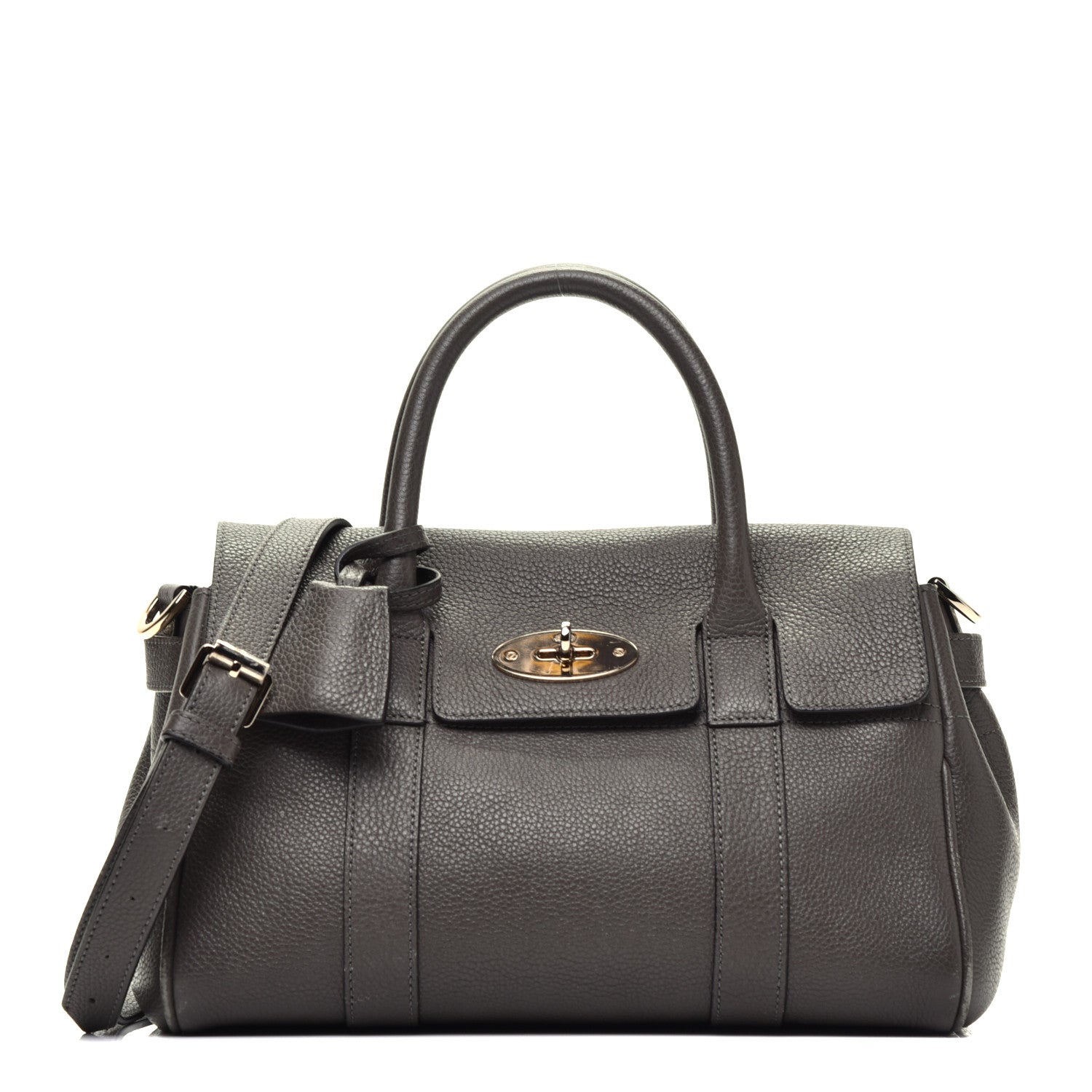Mulberry Classic Grain Calfskin Small Bayswater Satchel Dark Grey 1 of 11