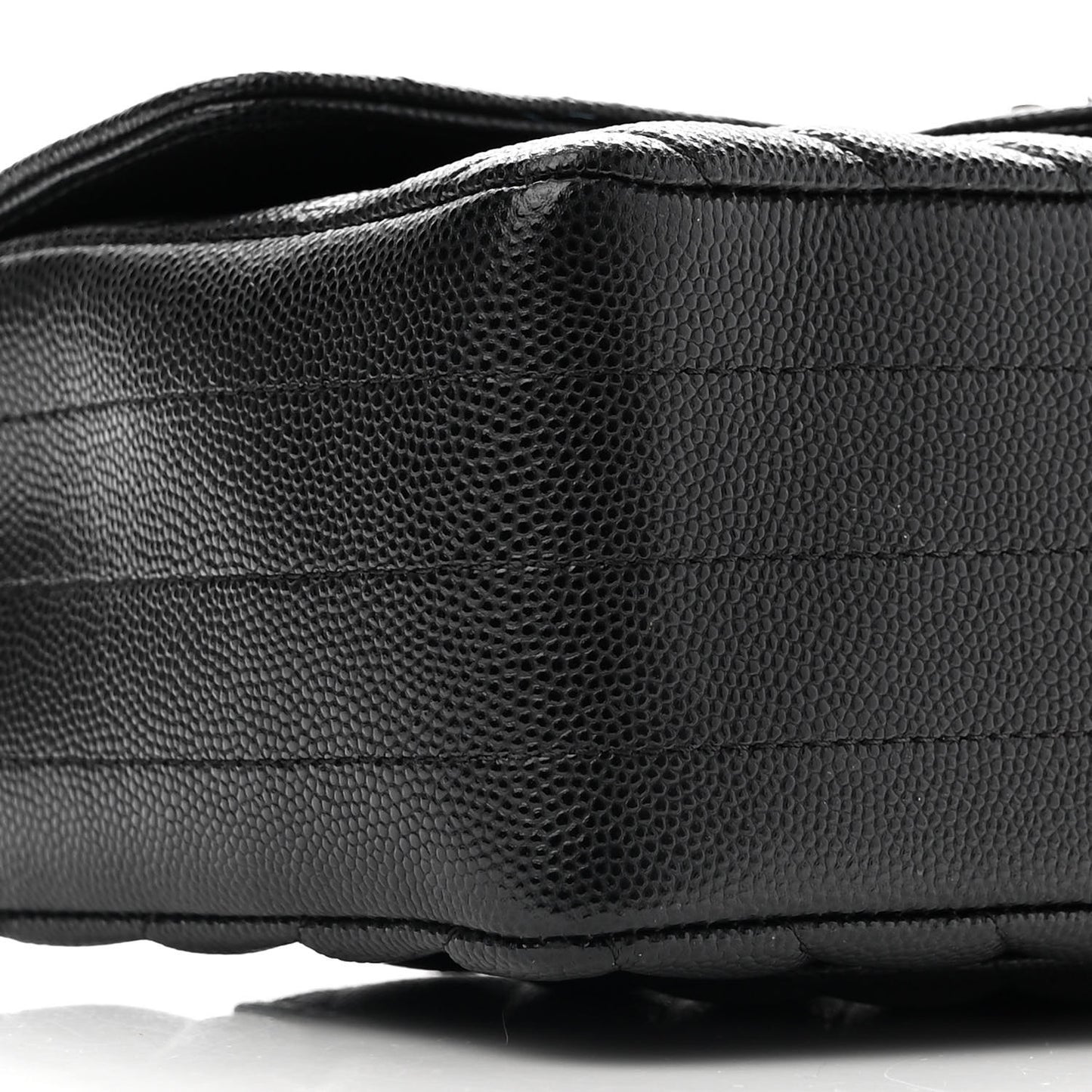 Caviar Chevron Quilted Mini Rectangular Flap Black