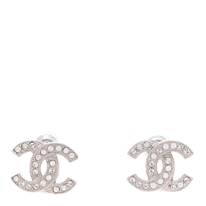 Chanel Crystal Timeless CC Earrings Silver 1 of 5