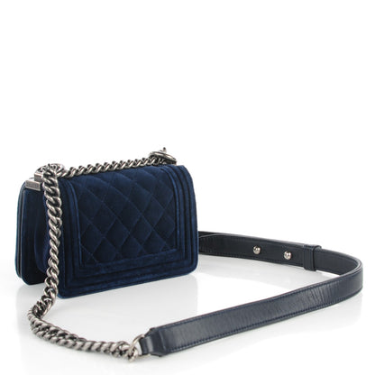 Chanel Velvet Quilted Mini Boy Flap Navy 3 of 8