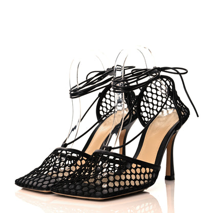 Bottega Veneta Mesh Nappa Stretch Ankle Tie Sandals 40 Black 3 of 8