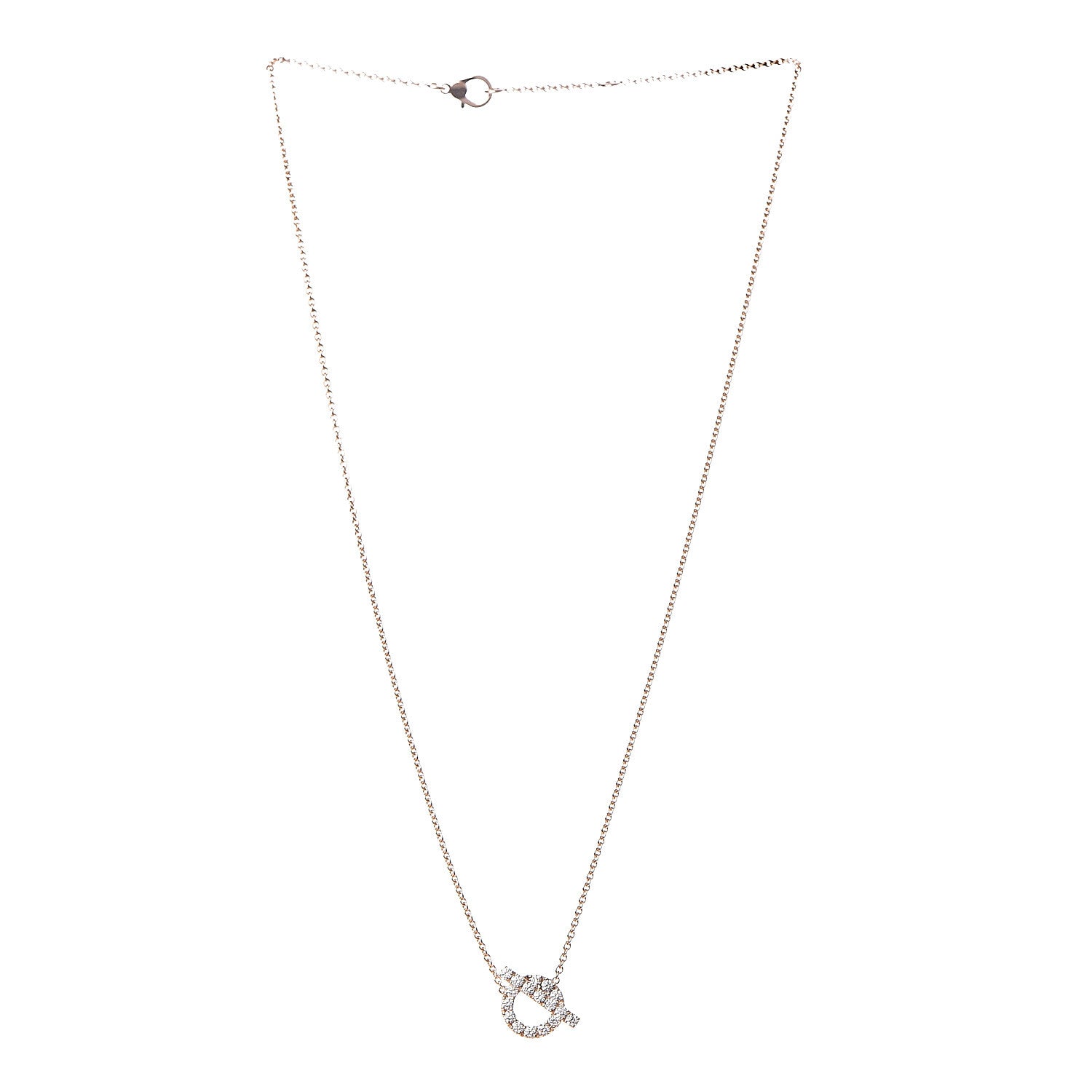 Hermes 18K Rose Gold Diamond Finesse Pendant Necklace 3 of 7