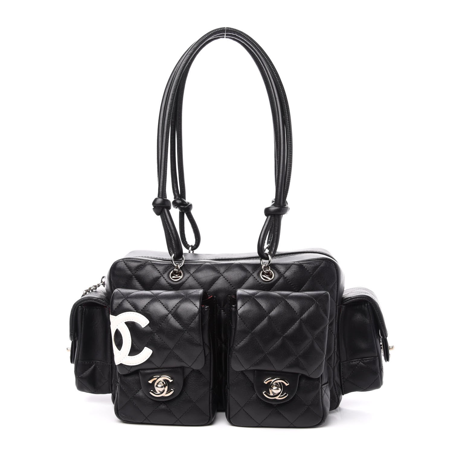 Chanel Calfskin Quilted Small Cambon Multipocket Reporter Black White 1 of 12
