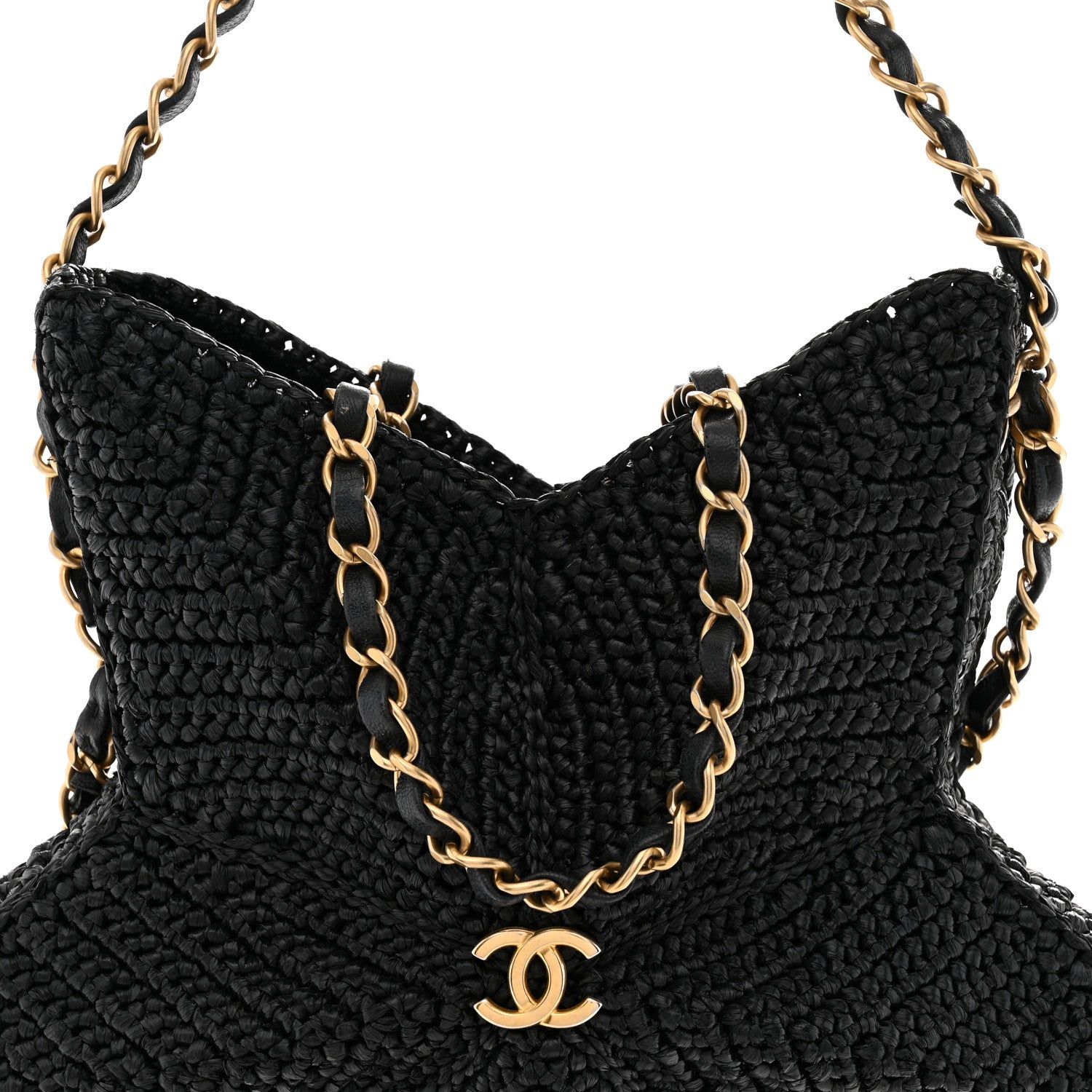 Chanel Raffia Star Coco Beach Bag Black 8 of 10