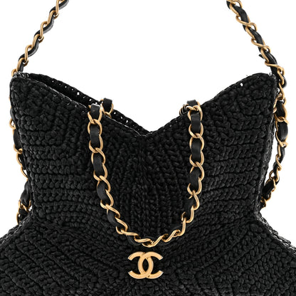 Chanel Raffia Star Coco Beach Bag Black 8 of 10