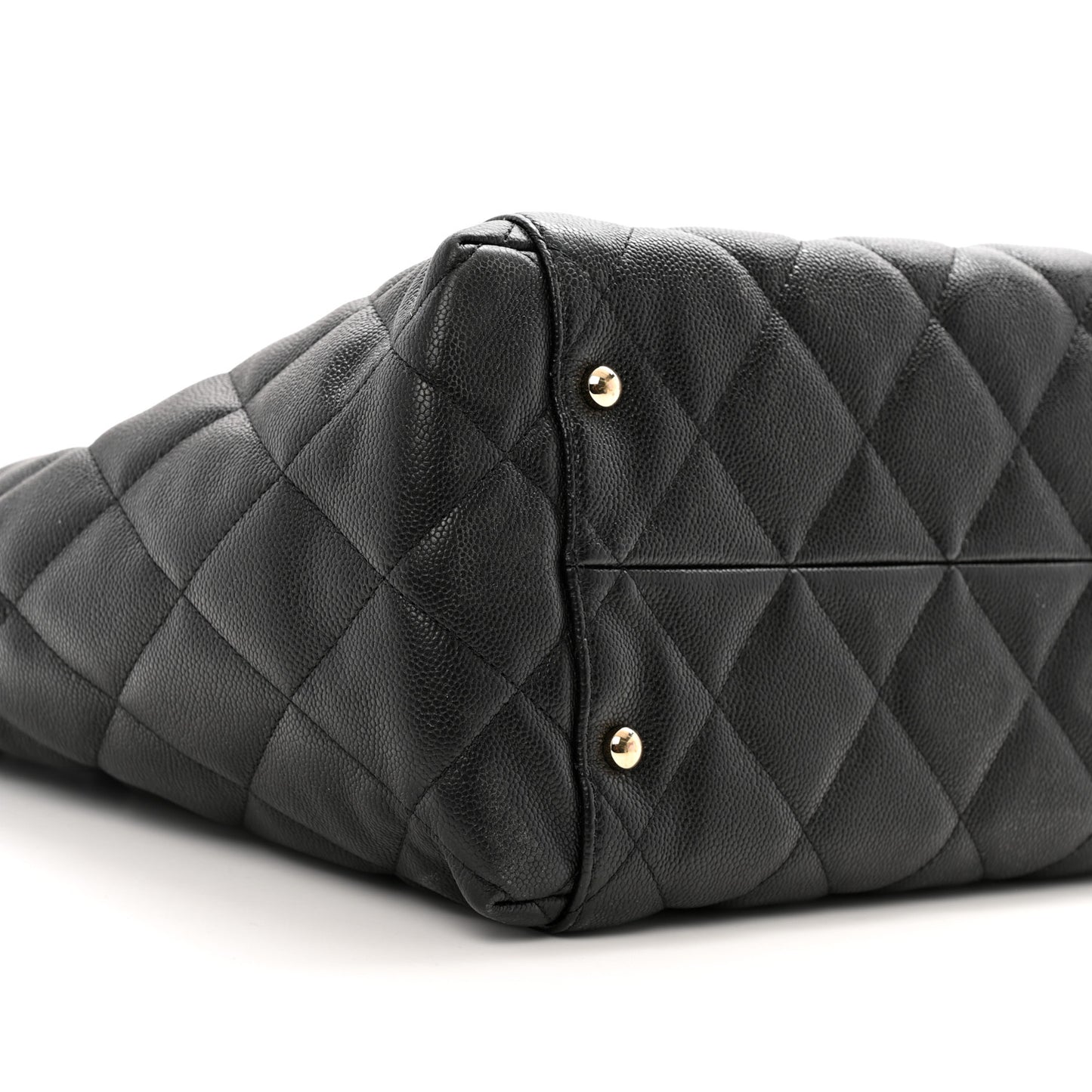 Caviar Quilted Large Shopping Tote Black