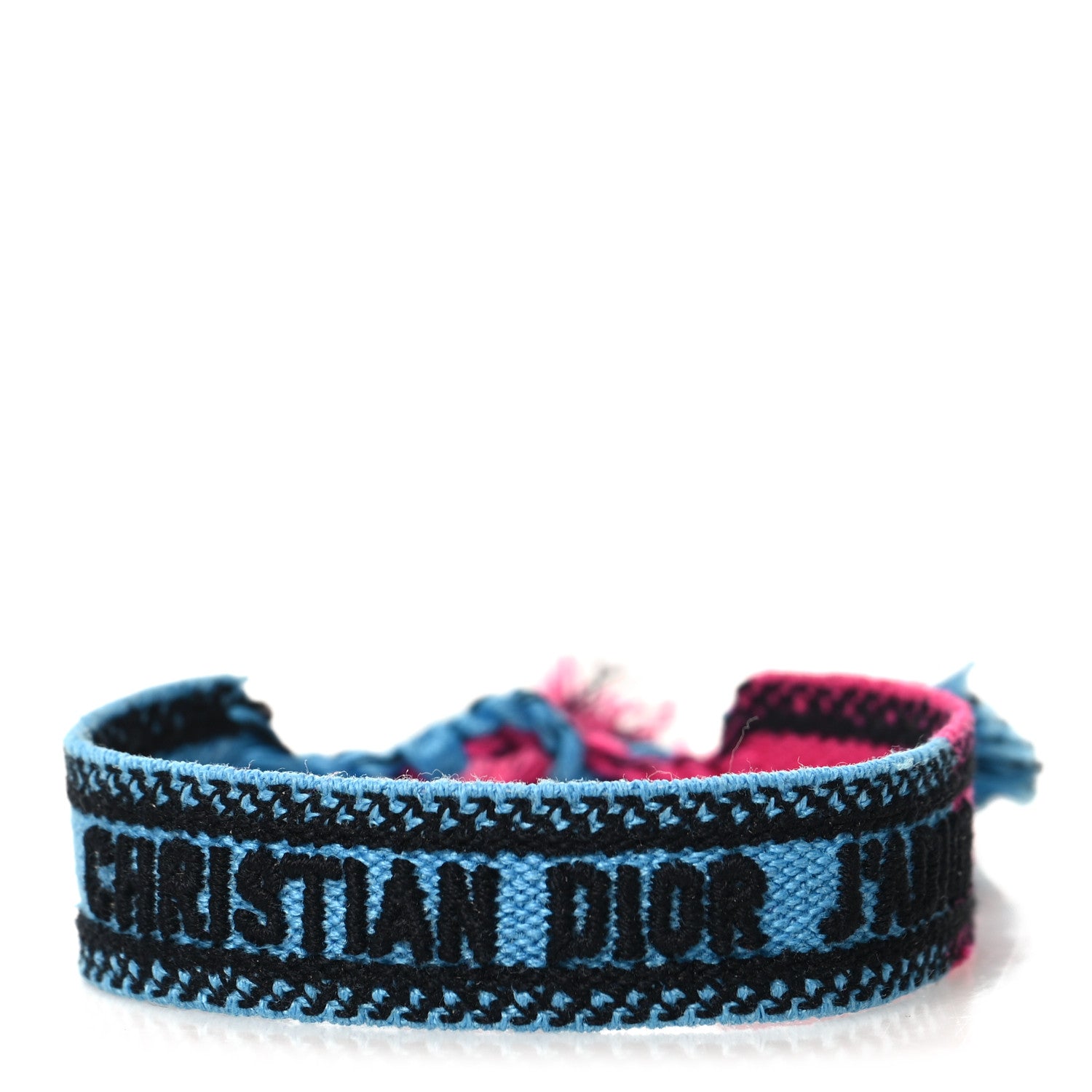 Christian Dior Woven Cotton J'Adior Friendship Bracelet Pink Fluorescent Blue 1 of 3
