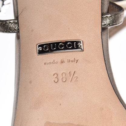Gucci Metallic Nappa Crystal GG Sandals 38.5 Sasso 9 of 15