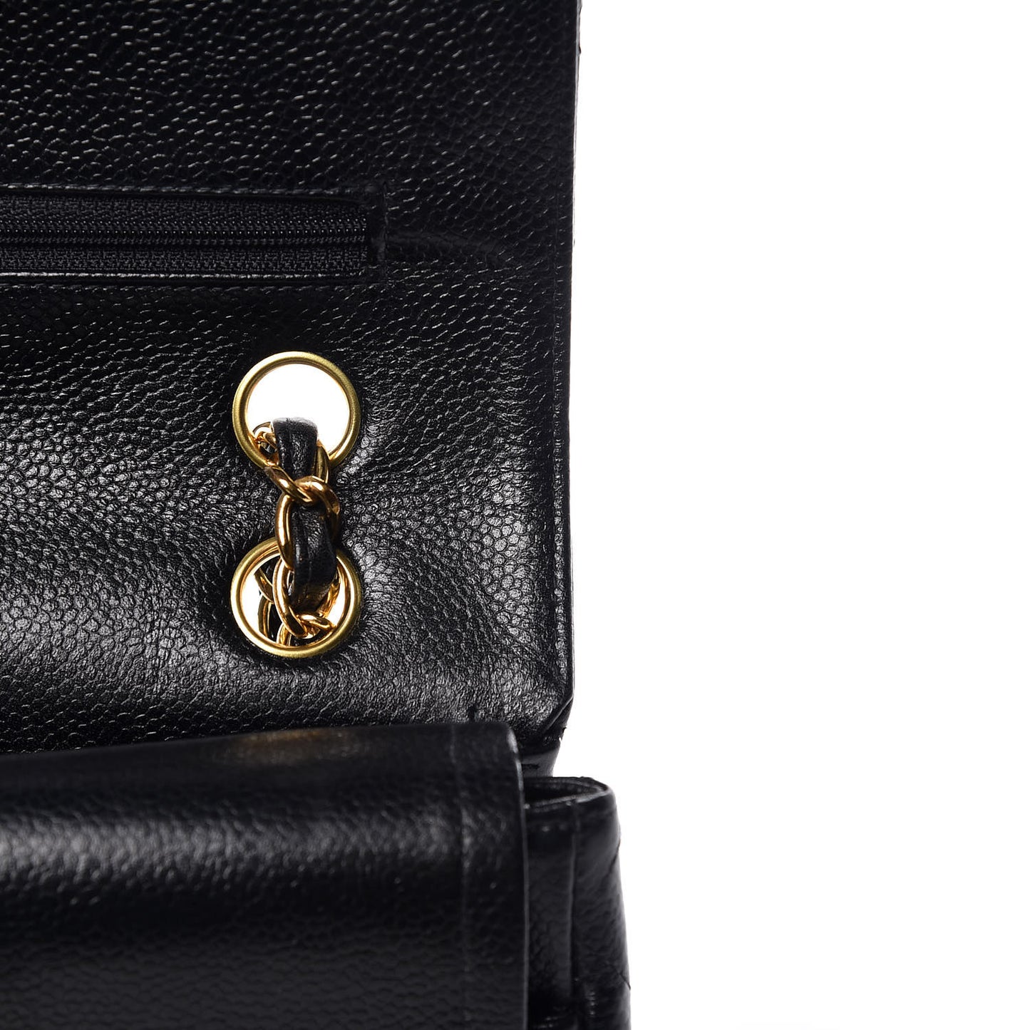 Caviar Quilted Medium Double Flap Black