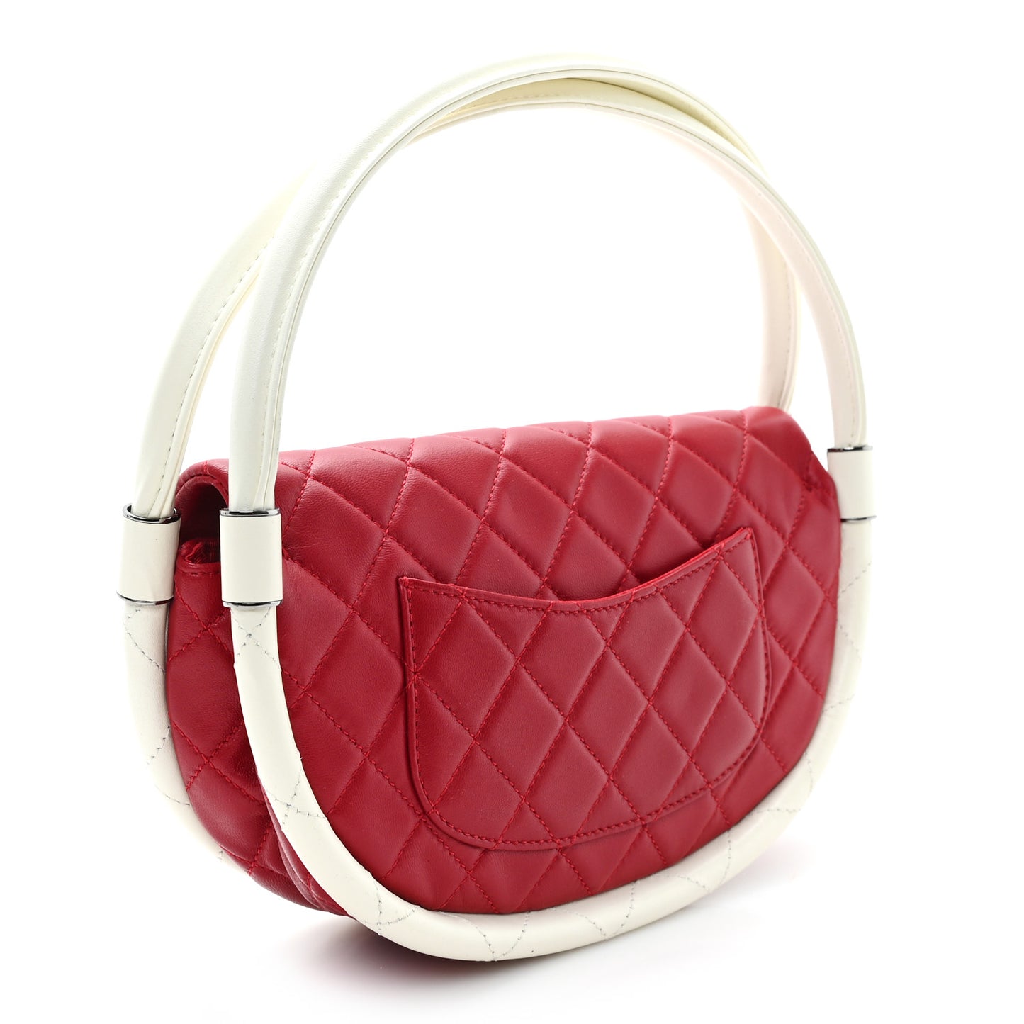 Lambskin Quilted Small Hula Hoop Flap Red