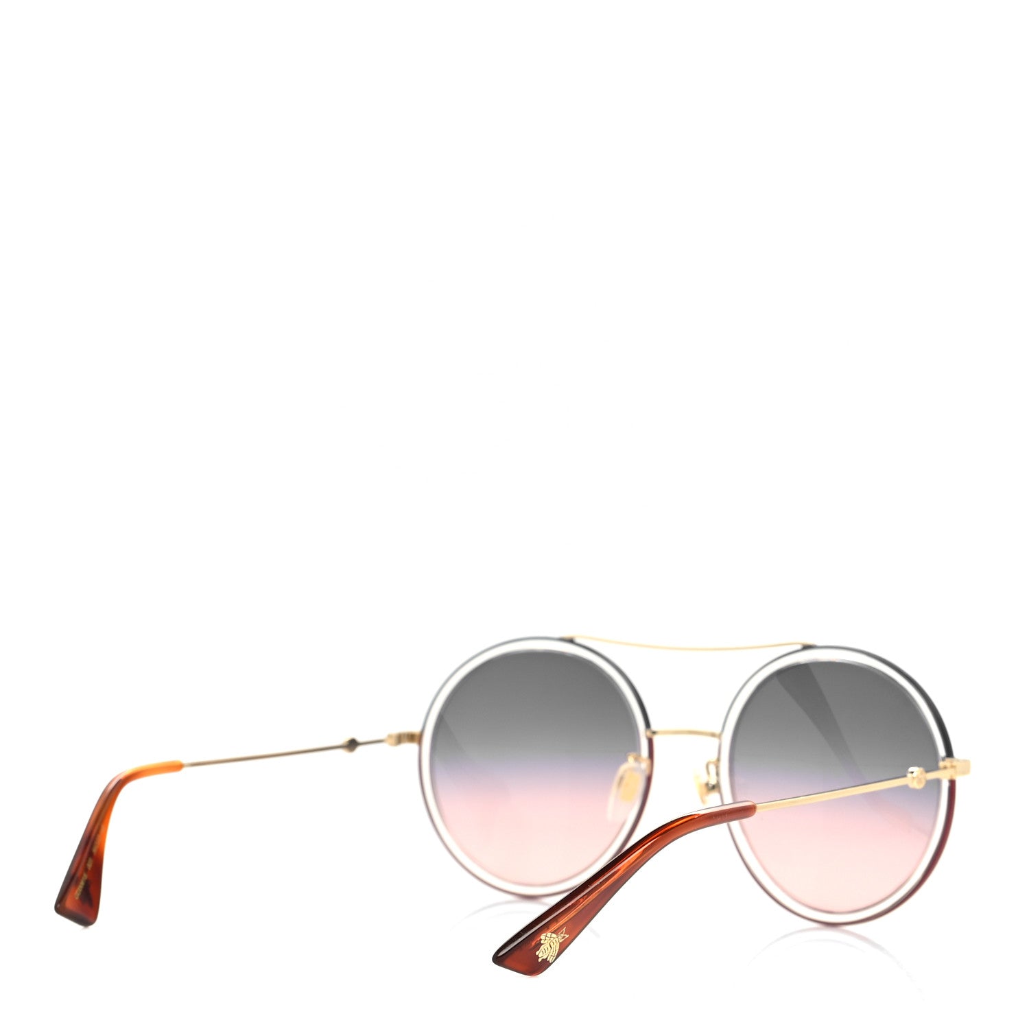 Gucci Round Frame Sunglasses GG0061S Gold Blue 4 of 7