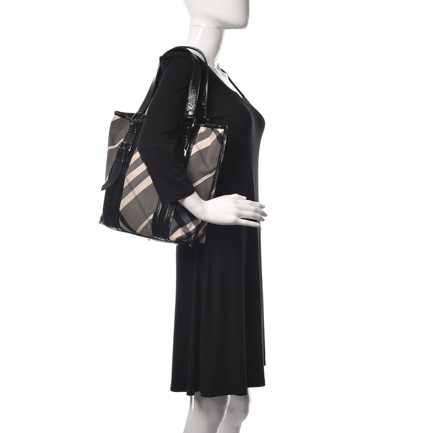 Nylon Beat Check Small Victoria Tote Black