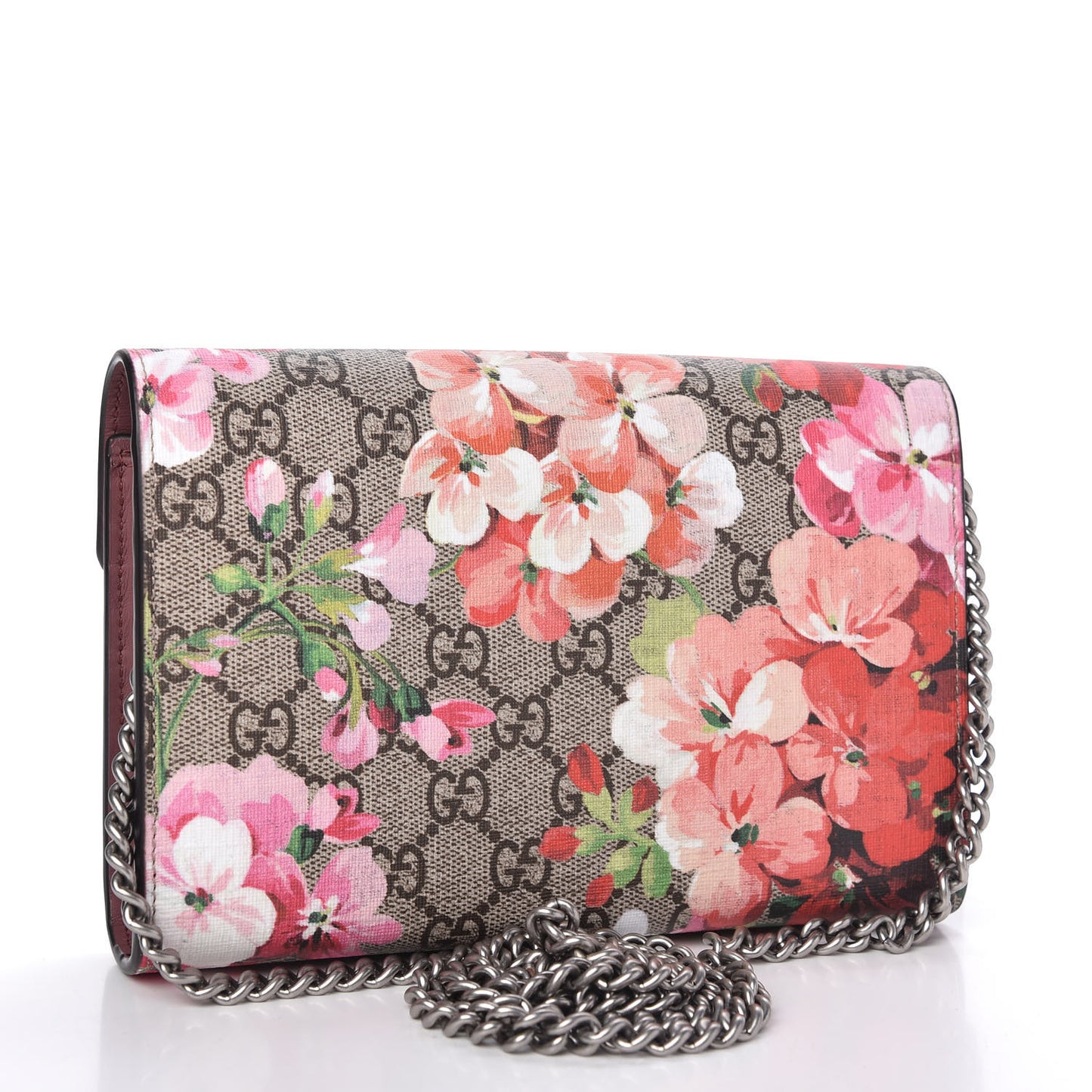 GG Supreme Monogram Blooms Mini Dionysus Chain Wallet Beige Multicolor Dry Rose
