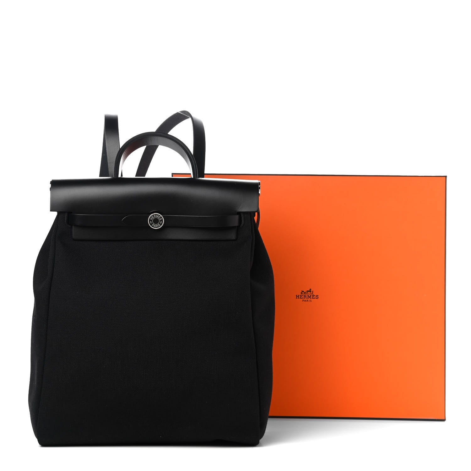 Hermes Military Toile Vache Hunter Herbag a Dos Zip Retourne Backpack Black 12 of 12