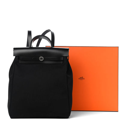 Hermes Military Toile Vache Hunter Herbag a Dos Zip Retourne Backpack Black 12 of 12
