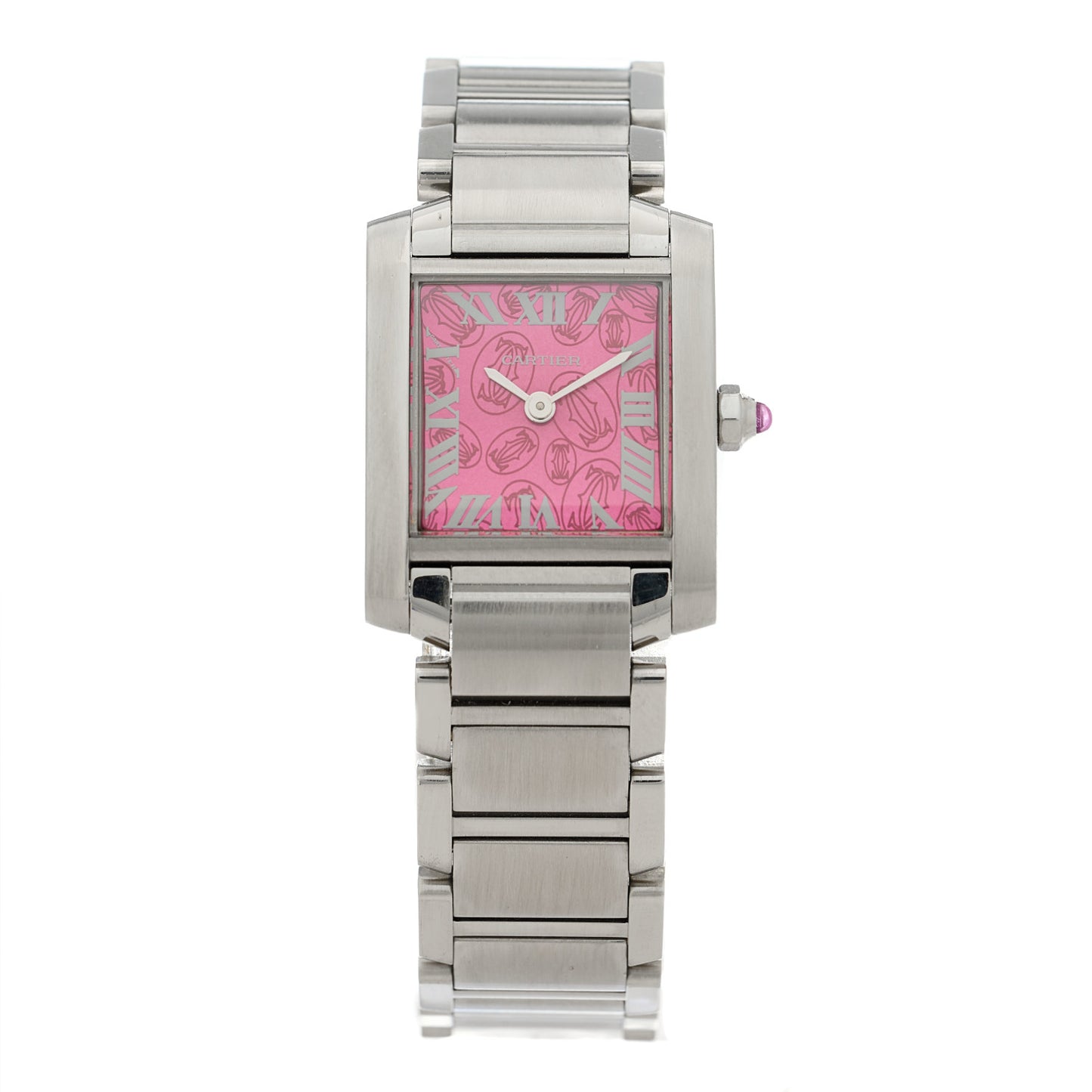 Stainless Steel 20mm Tank Francaise Quartz Watch Raspberry