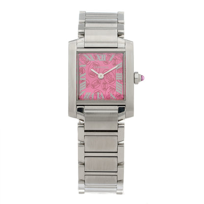 Cartier Stainless Steel 20mm Tank Francaise Quartz Watch Raspberry 1 of 4