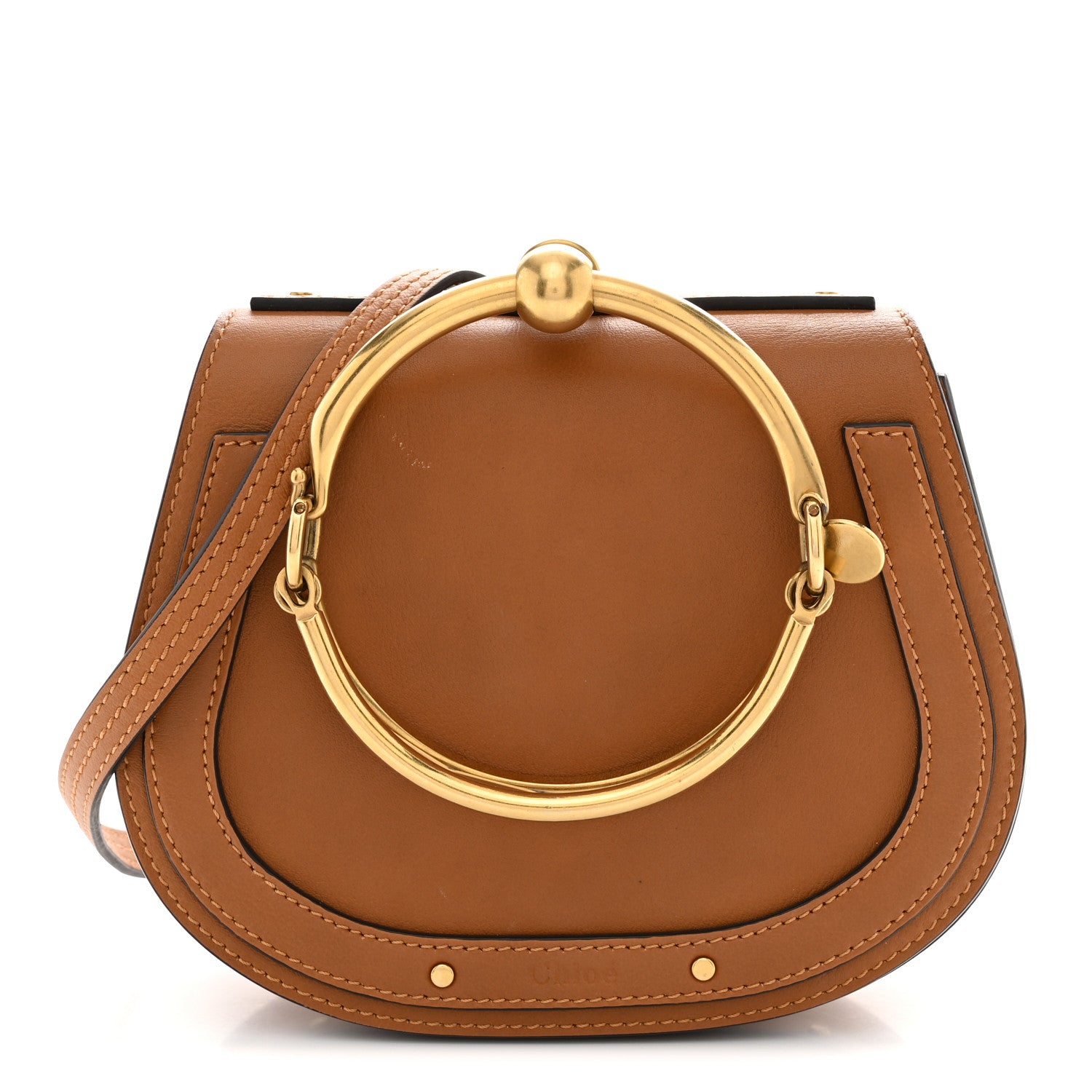 Chloe Calfskin Suede Medium Nile Bracelet Bag Caramel 1 of 12
