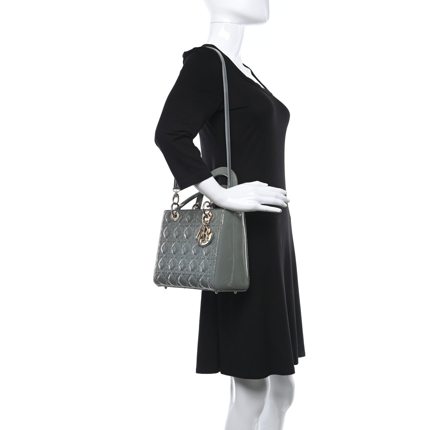 Christian Dior Patent Cannage Medium Lady Dior Blue Alcier 2 of 9