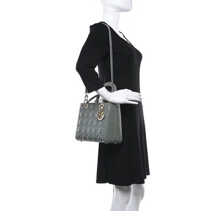 Christian Dior Patent Cannage Medium Lady Dior Blue Alcier 2 of 9